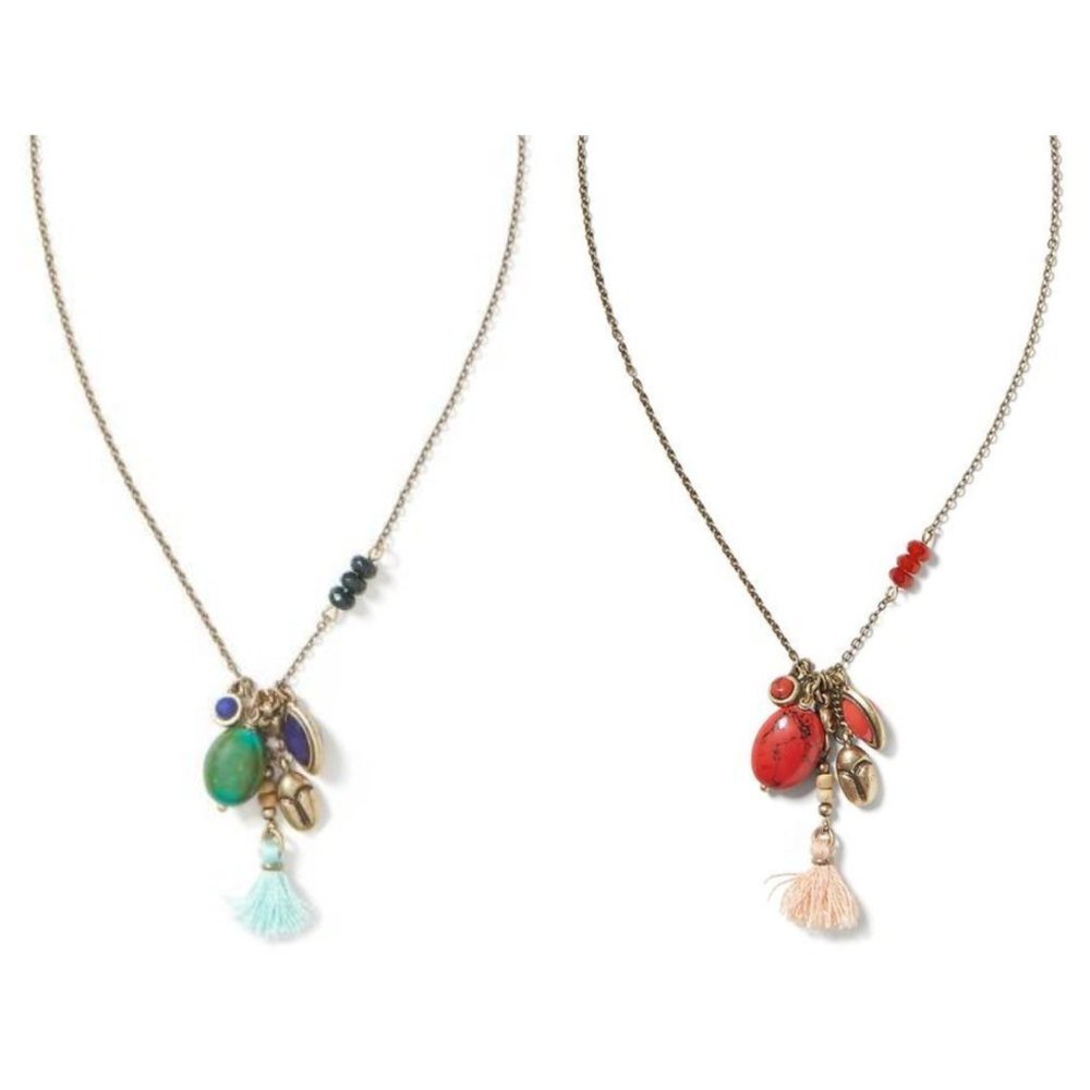 Banana Republic Red and Green tassel Pendant Necklace NWT 45 Each Set of 2 - Picture 1 of 8